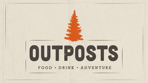 Graphic logo for outpost food trucks at Winter Park Resort