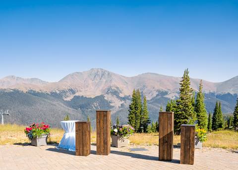 Outdoor mountaintop wedding venue in Colorado at Winter Park Resort