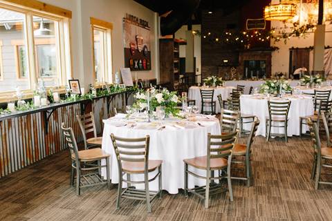 Dining room at a mountain wedding venue at Winter Park Resort