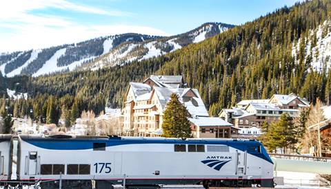 Winter Park Express, operated by Amtrak, pulls into one of Colorado's best ski resorts Winter Park