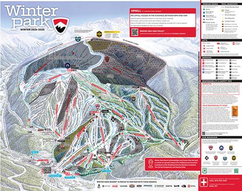 Winter Park uphill map winter 2024 2025